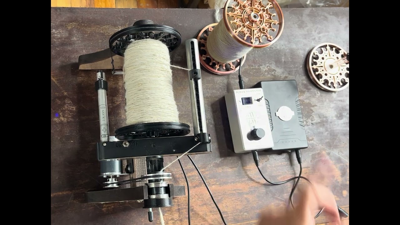 spinning on the majestic electric spinning wheel by level wind systems makers of the  autowinder!