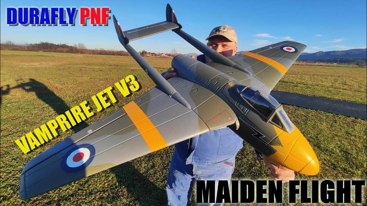 Durafly D.H.100 Vampire V3 PNF "RAF Camo Edition" 70mm EDF RC Jet EPO 1100mm Maiden flight