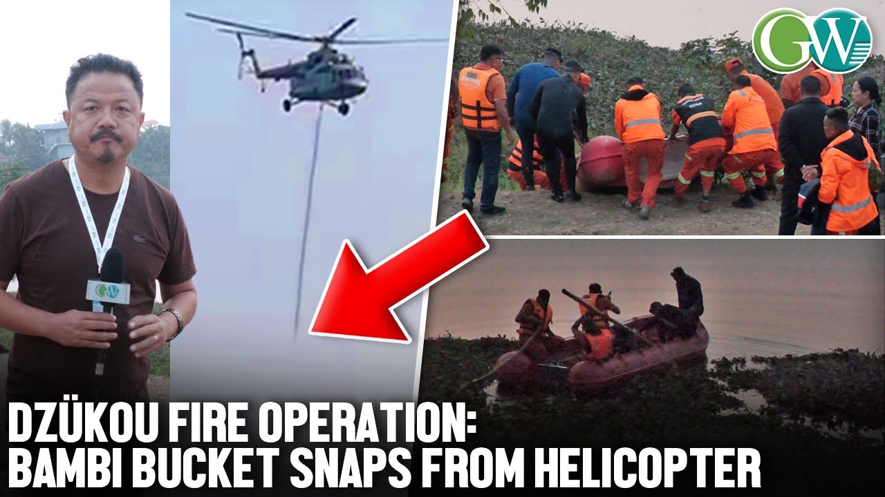 DMP: 4,500-LITRE BAMBI BUCKET SNAPS FROM HELICOPTER DURING DZUKOU FIRE OPERATION