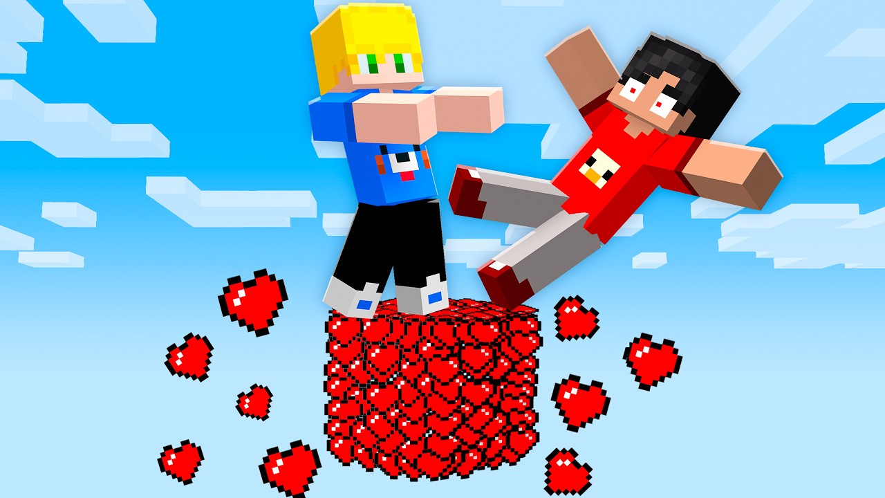 Sobrevivendo em um BLOCO de CORAÇÃO no Minecraft!