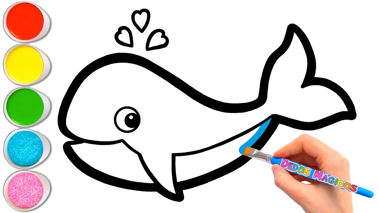 Narysujmy i pomalujmy razem uroczego płetwala błękitnego ❤️🐳❤️ Przyjaciele zwierząt #178