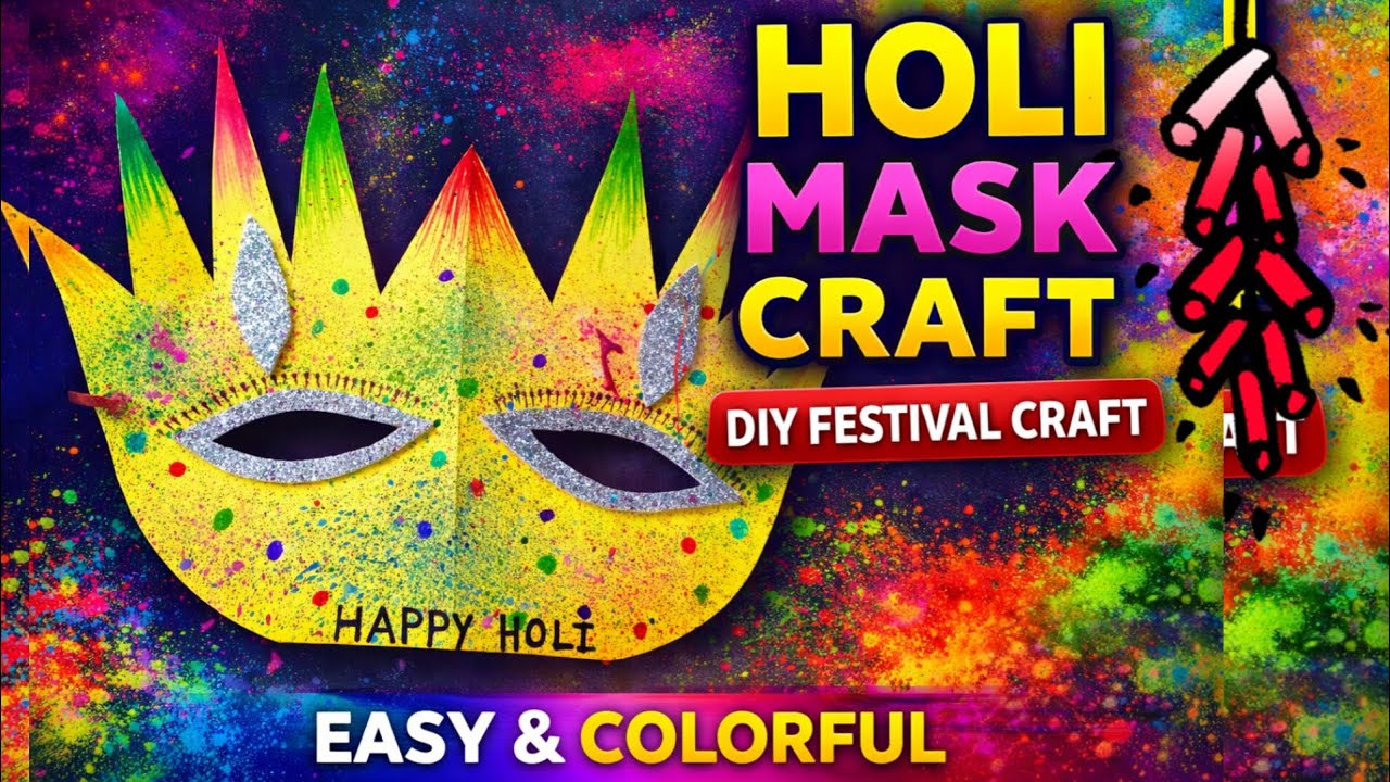 🎭 DIY Holi Mask Craft ✨ Easy & Colorful Festival Craft Idea