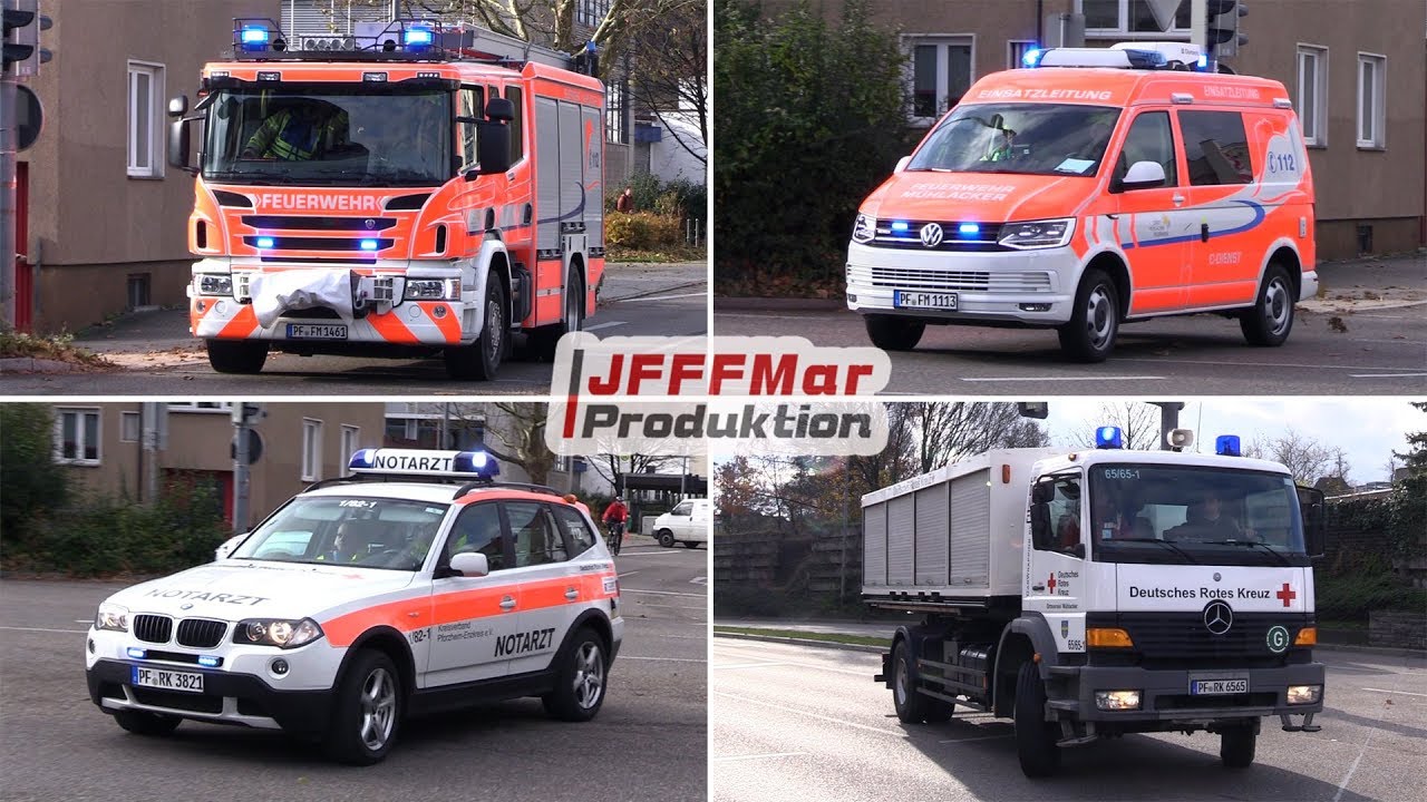 Alarmfahrten zur Großübung der Feuerwehr Mühlacker
