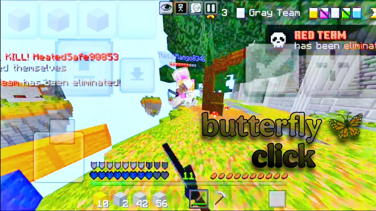 Practicing butterfly click on mobile 📱 #minecraft #bedwars #hive 