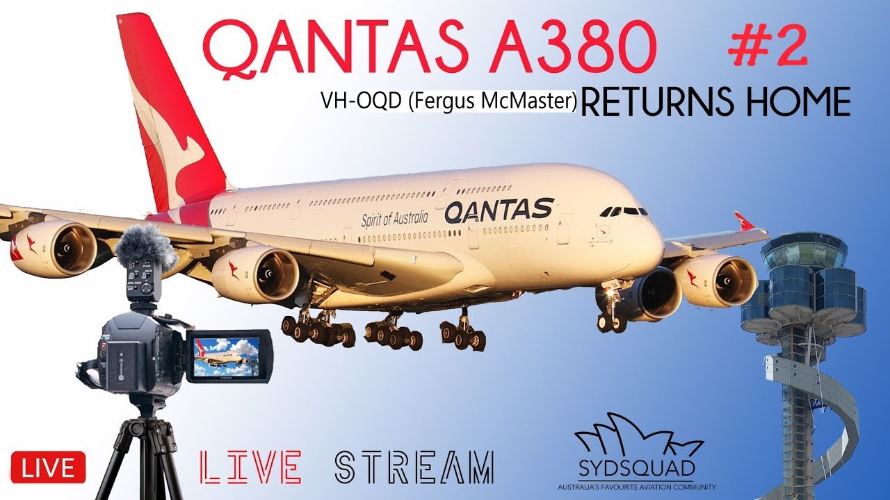 🔴 Pt 1/2 - LIVE 2nd Qantas Airbus A380 VH-OQD Returns To Sydney! 🔴 Plane Spotting Sydney Airport