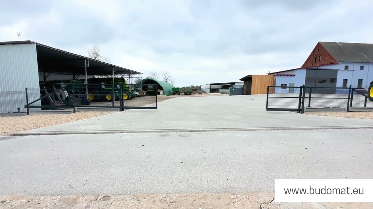 Brama przesuwna, dwuskrzydłowa - panelowa - Napęd 2x FAAC - Ogrodzenia Bydgoszcz | budomat.eu
