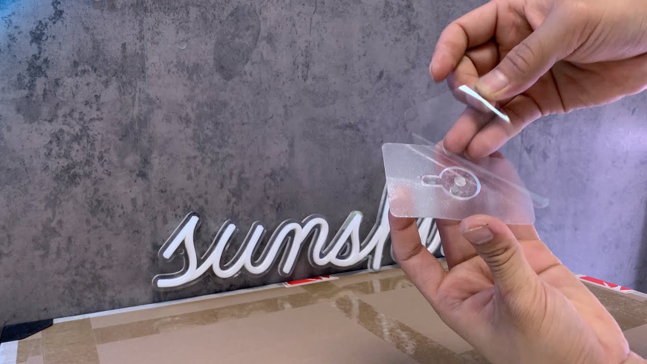 Installation Method 2: Install Neon Light Signs with Damage Free Transparent Command Strips that won