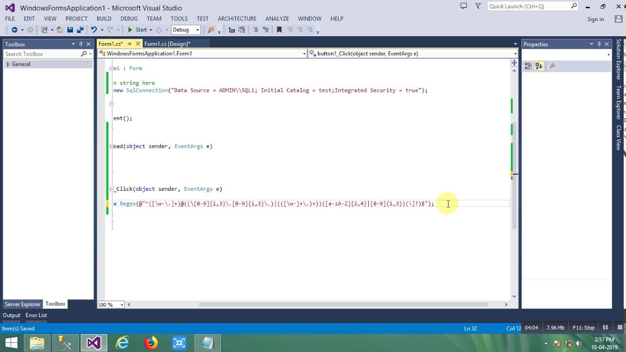 C# Email TextBox Validation Using Regular Expression in Window Forms Application