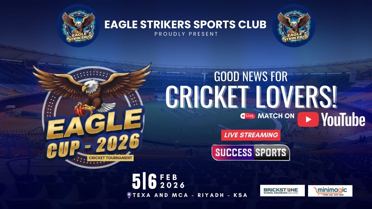 | EAGLE STRICKERS SPORTS CLUB RIYAD KSA | PRESENTS | EAGLE CUP - 2K26 | TENNIS CRICKET TOURNAMENT |
