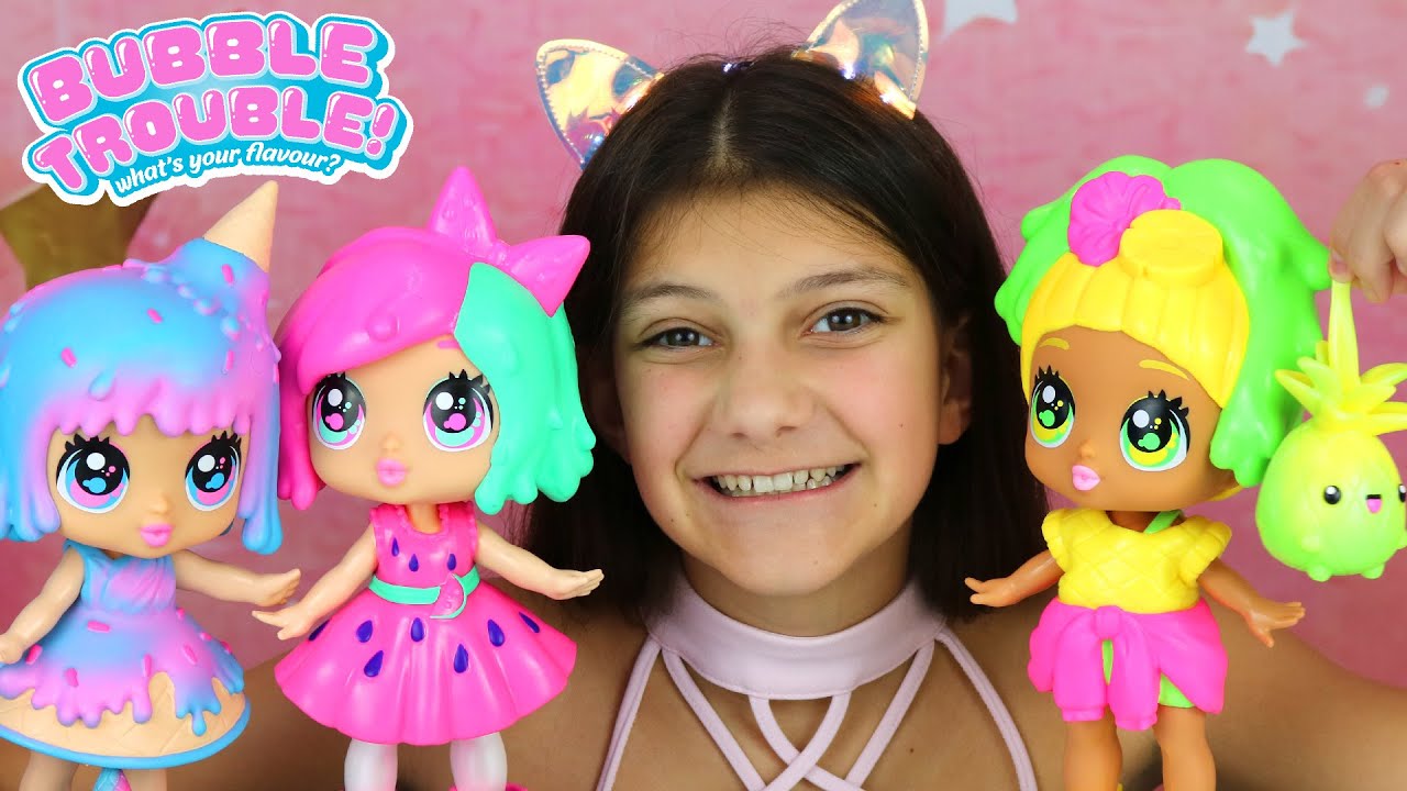 Bubble Trouble Squishy Dolls Sundae FunDay Ломтик арбуза и ананасовый пунш