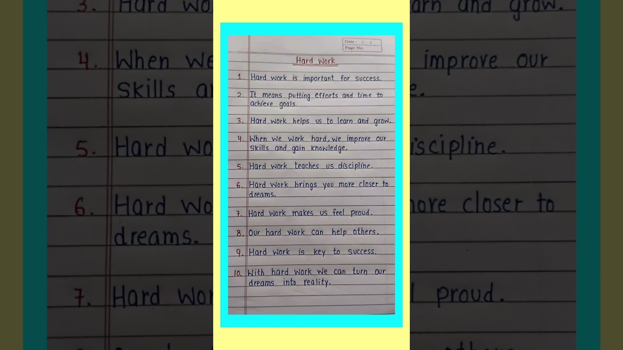 10 lines on hard work  / importance of hard work / essay on hard work