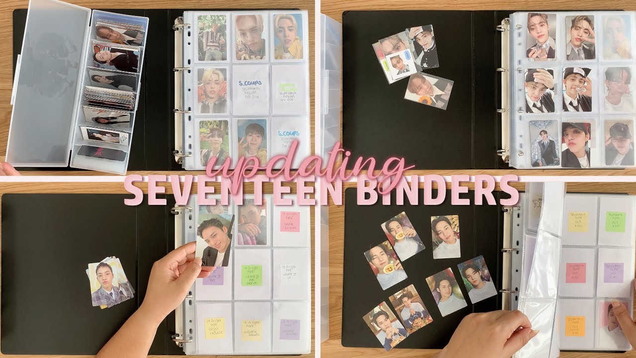 ⟡ updating seventeen [mingyu, s.coups & seungkwan] binders ⟡ storing photocards