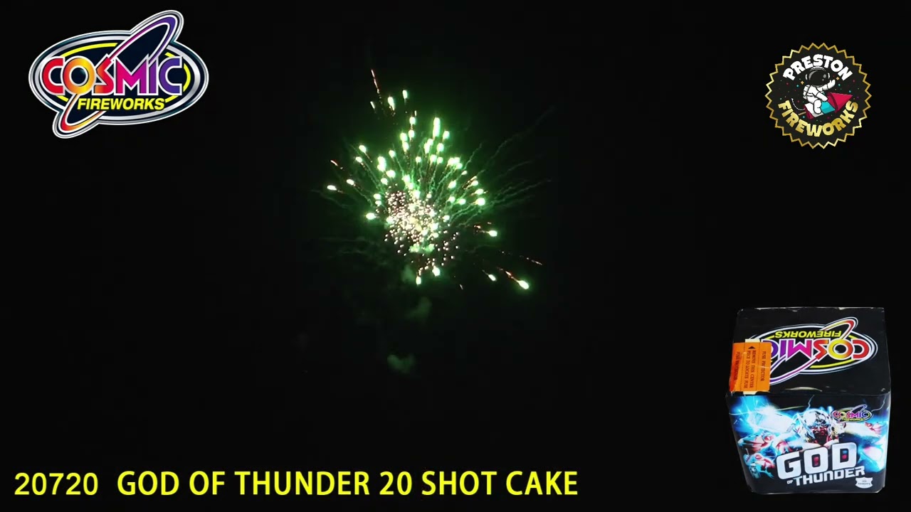 Cosmic Fireworks God Of Thunder - God Of Thunder Barrage Cake 20 Shots - Preston Fireworks