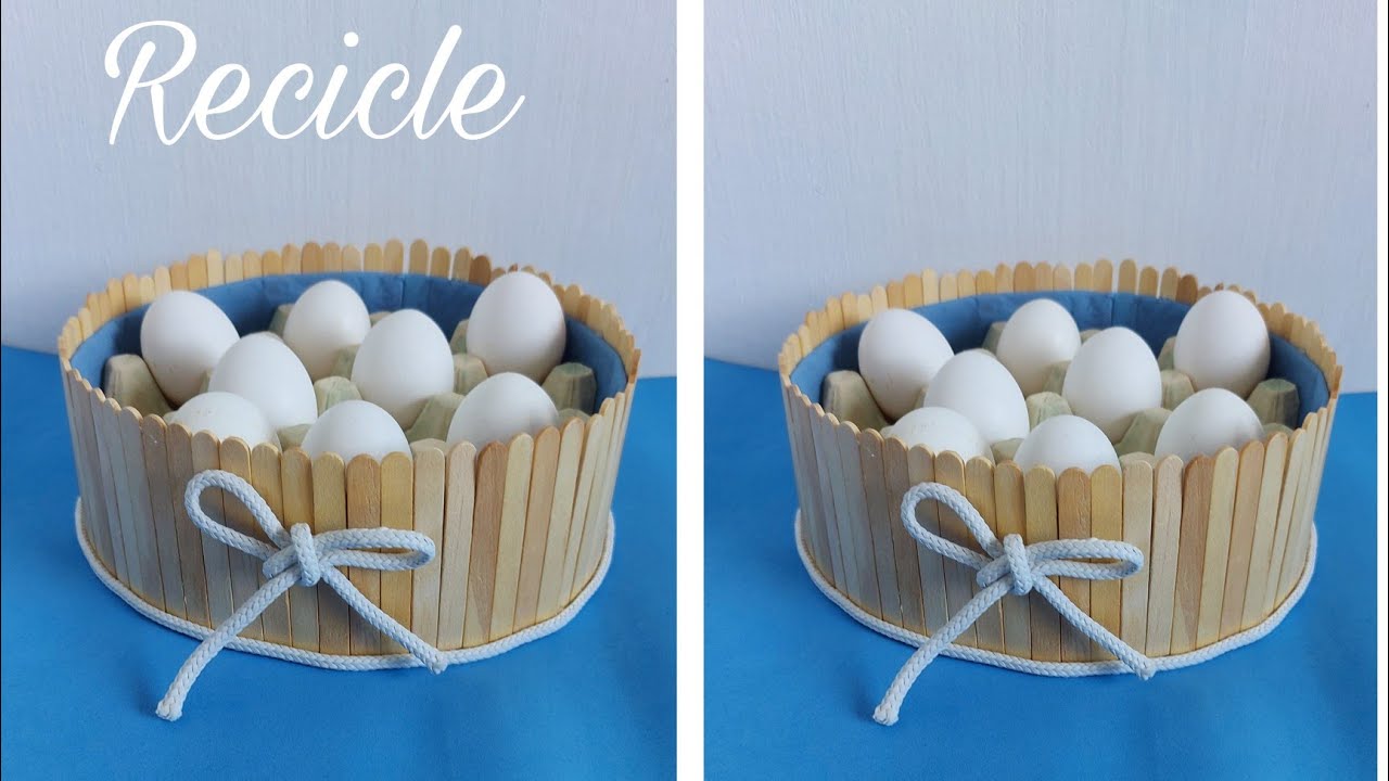 Porta ovos feito com papelão e palitos de picolé ♻️ | Faça você mesmo