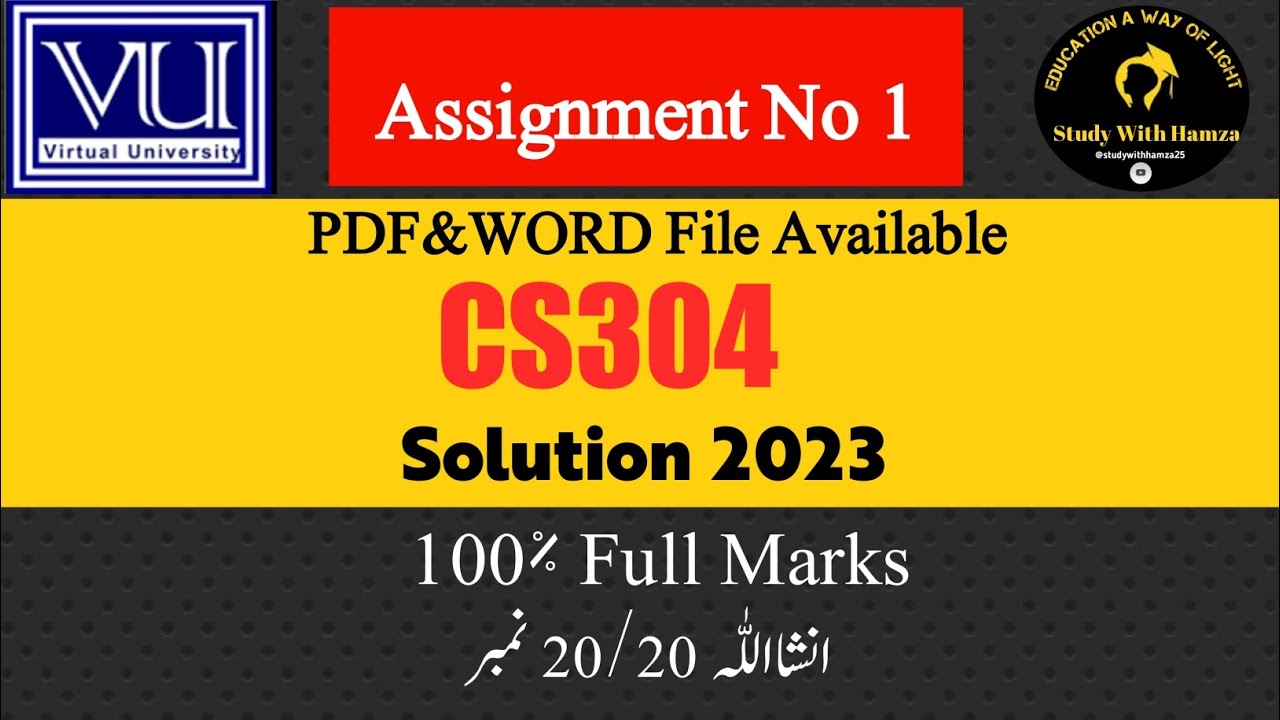 CS304 Assignment 1 Solution Spring 2023 CS304 Assignment No 1 Spring 2023