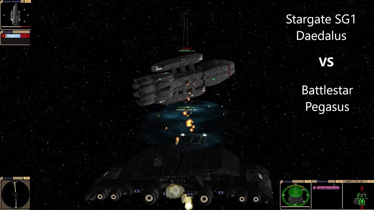 Stargate SG1 Daedalus VS Battlestar Galactica Pegasus | Both Sides | Star Trek Bridge Commander |