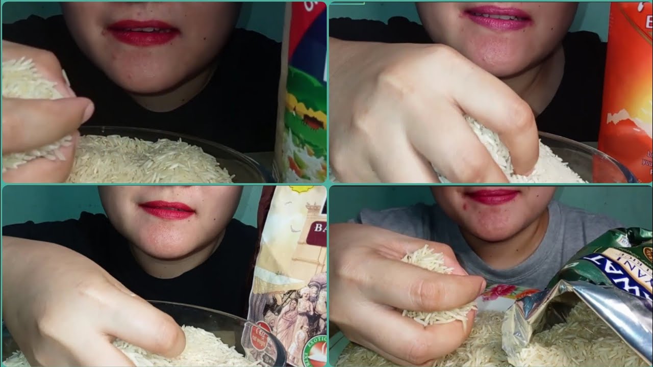 COMPILATION OF MY FAVORITE HAND ASMR EATING RAW RICE @Joylorna8