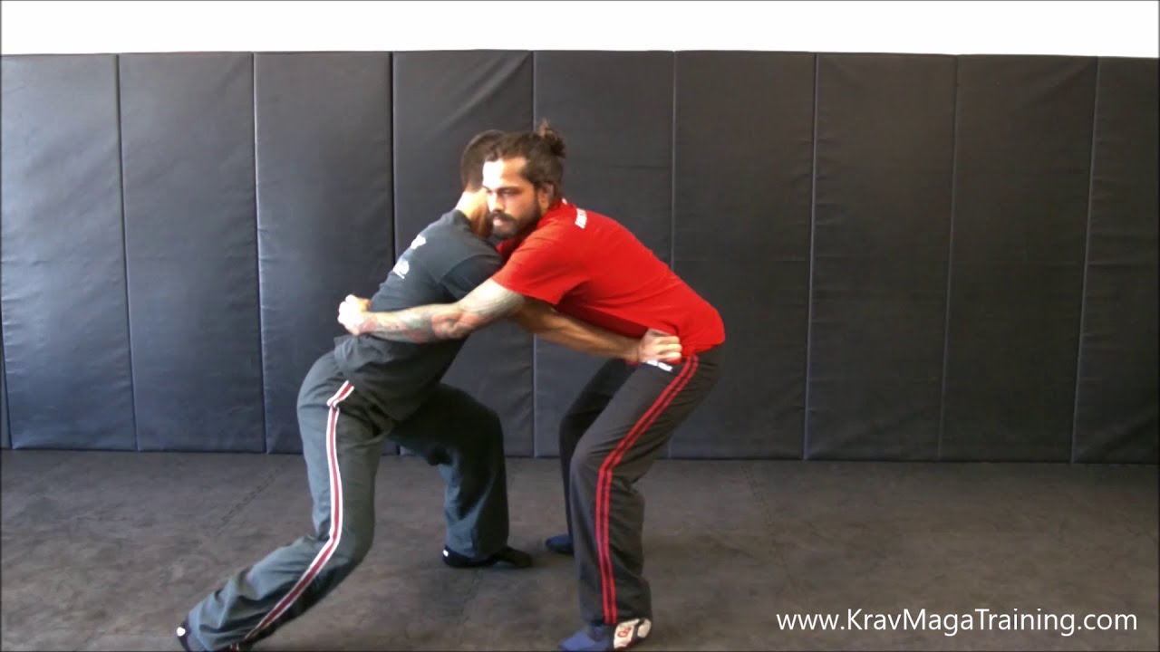 Krav Maga - Bearhug from the Front with Arms Caught - with Space (Hand/Arm Position Details)