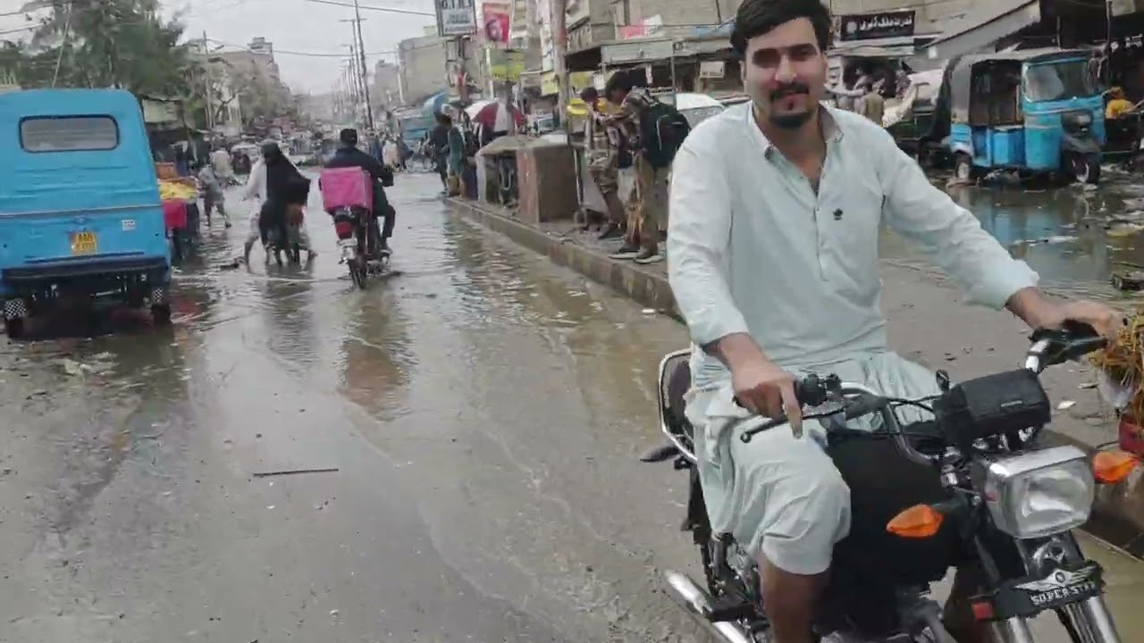 KARACHI BARISH VLOG KATI PHARI QASBA COLONY | Update @time_pakistan 