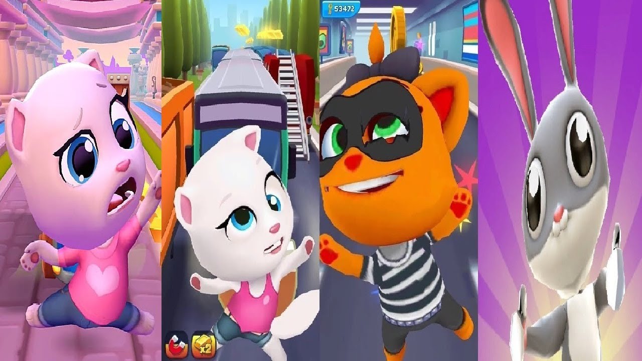 Subway Surfers VS TALKING TOM GOLD RUN 1 VS 2 Talking Angela VS Panda Panda Run koko the robber