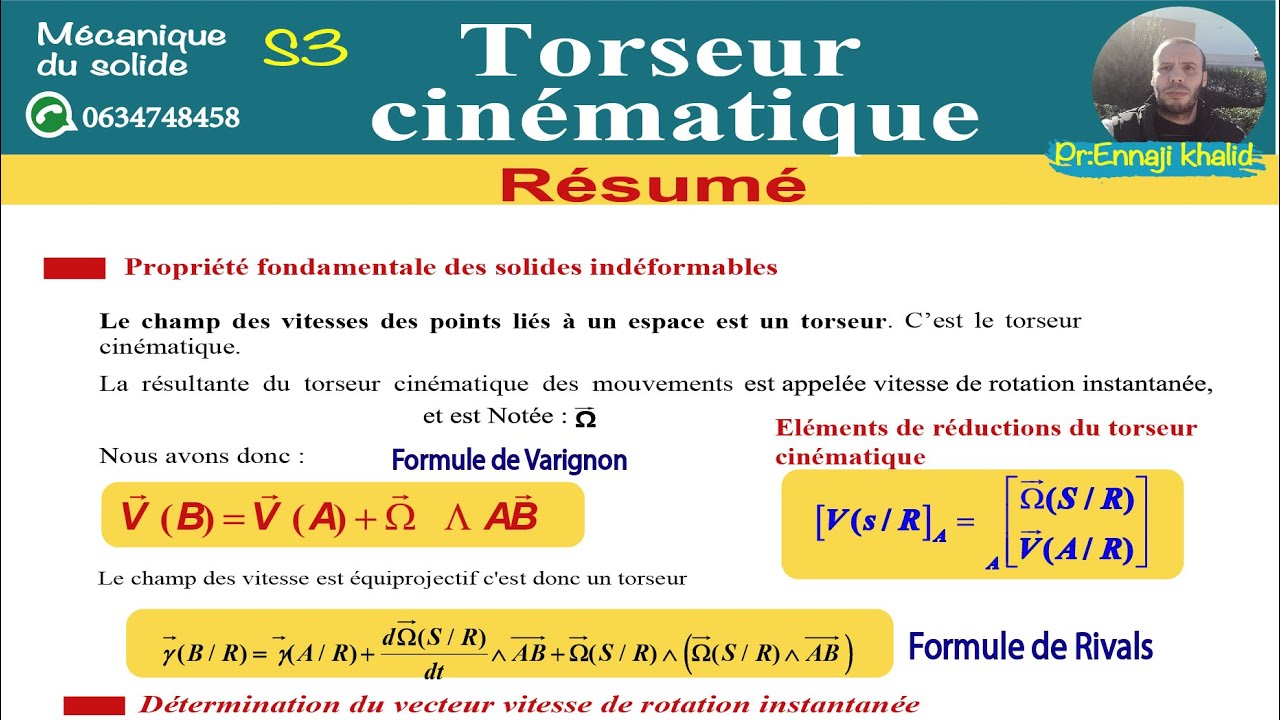 Résumé Cinématique du solide S3