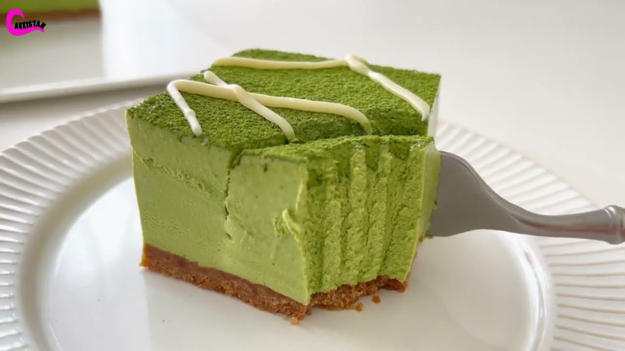 Matcha white chocolate mousse cake recipe | easy to make cake recipe