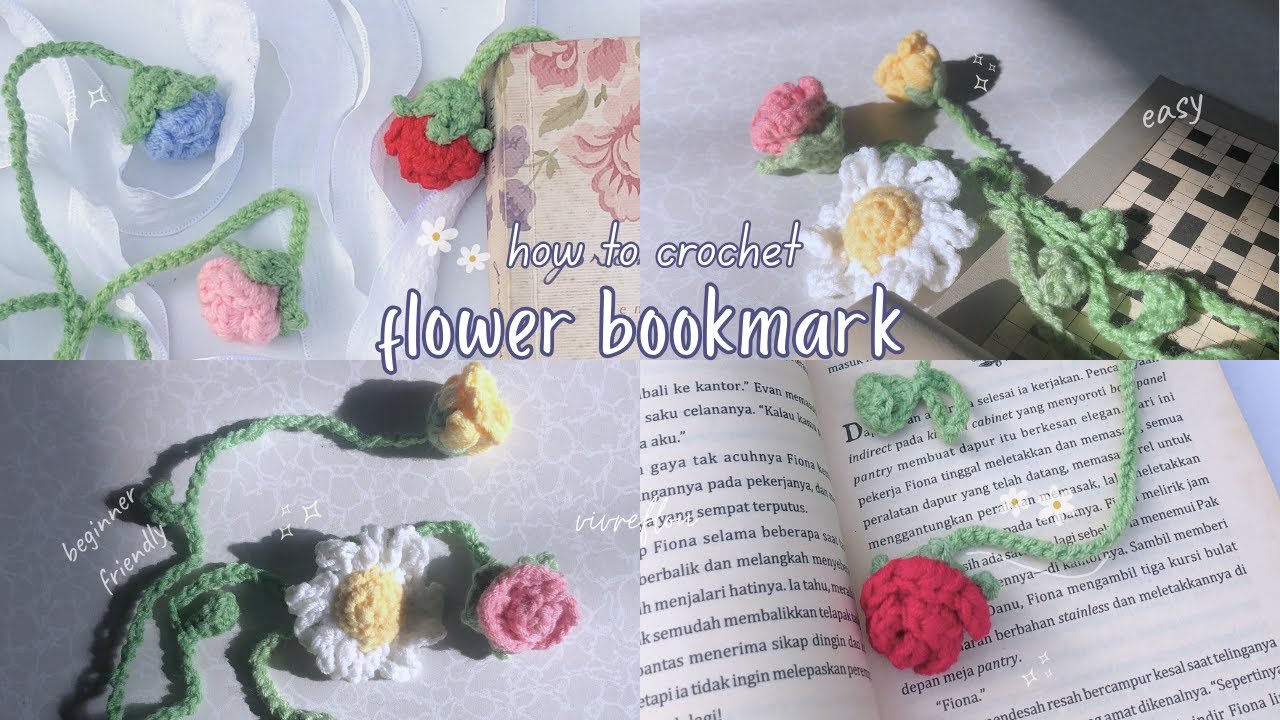 how to crochet flower bookmark // easy beginner friendly step-by-step tutorial ❀⋆.