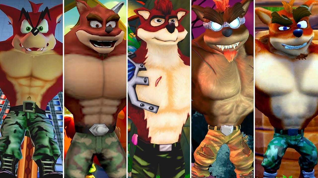 Evolution of Crunch Bandicoot in Crash Bandicoot Games