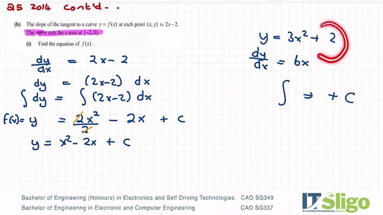 Integration Q5 2014 Paper 1 Leaving Cert Higher Level Maths