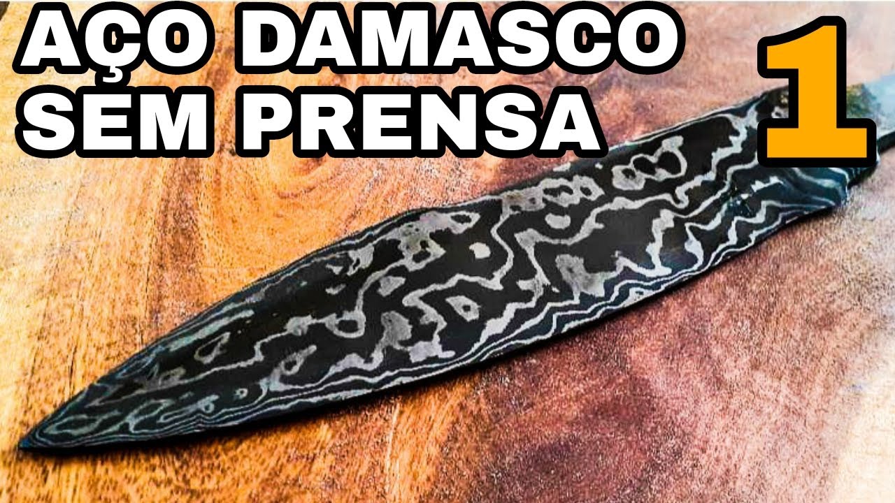 FACÃO de AÇO DAMASCO FORJADO À MÃO COM SUCATA - PARTE 1 - 
