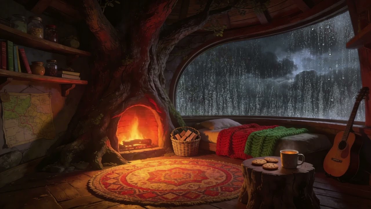 Pure Light Rain & Fireplace ASMR | Natural Sounds for Deep Sleep (No Music)