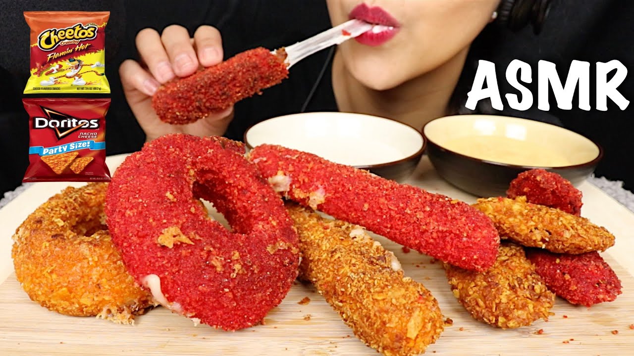 ASMR CHEESY ONION RINGS, MOZZARELLA, PICKLES (HOT CHEETOS & DORITOS) | CRUNCHY SOUNDS | Chele ASMR