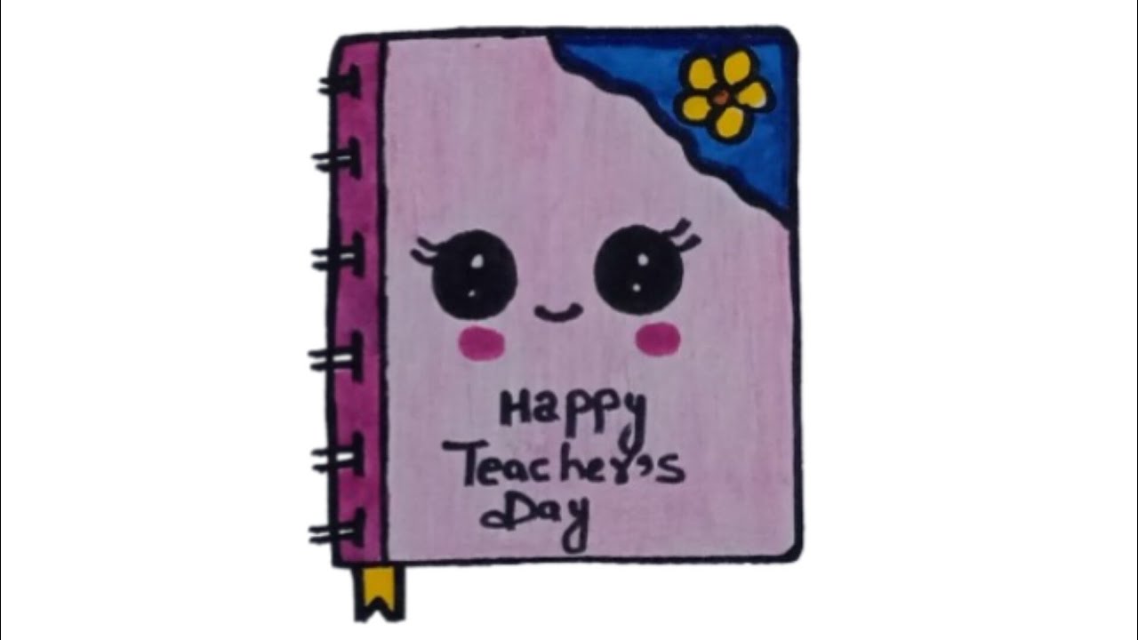 How to Draw a cute Teacher's Day Notebook 📒 | Easy kawaii drawing step by step