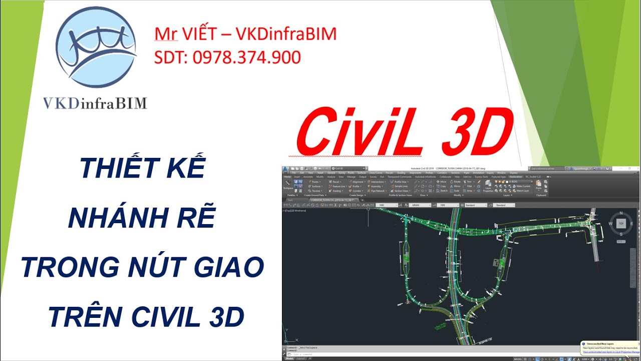 CIVIL 3D - Thiết kế nhánh rẽ trong nút giao & Thiết kế đường cong chuyển tiếp.