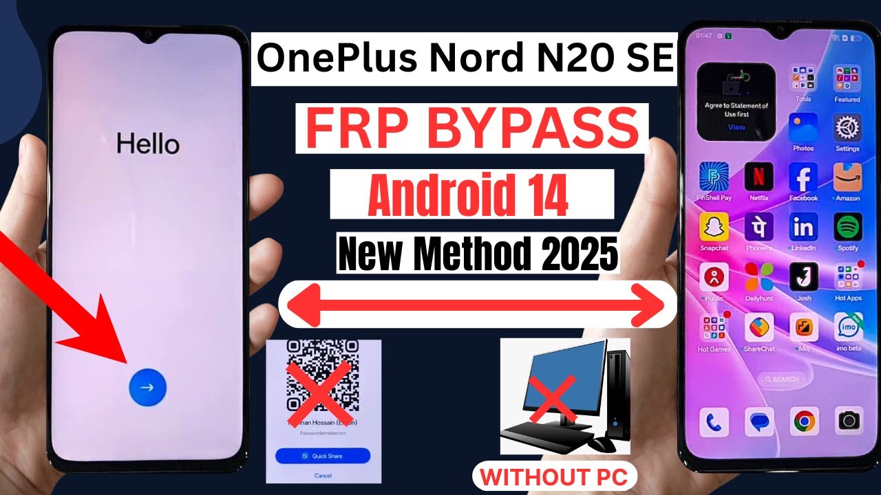 OnePlus Nord N20 SE FRP Bypass Android 14 Without PC | All Oppo Frp Bypass/Unlock Google Ac Lock