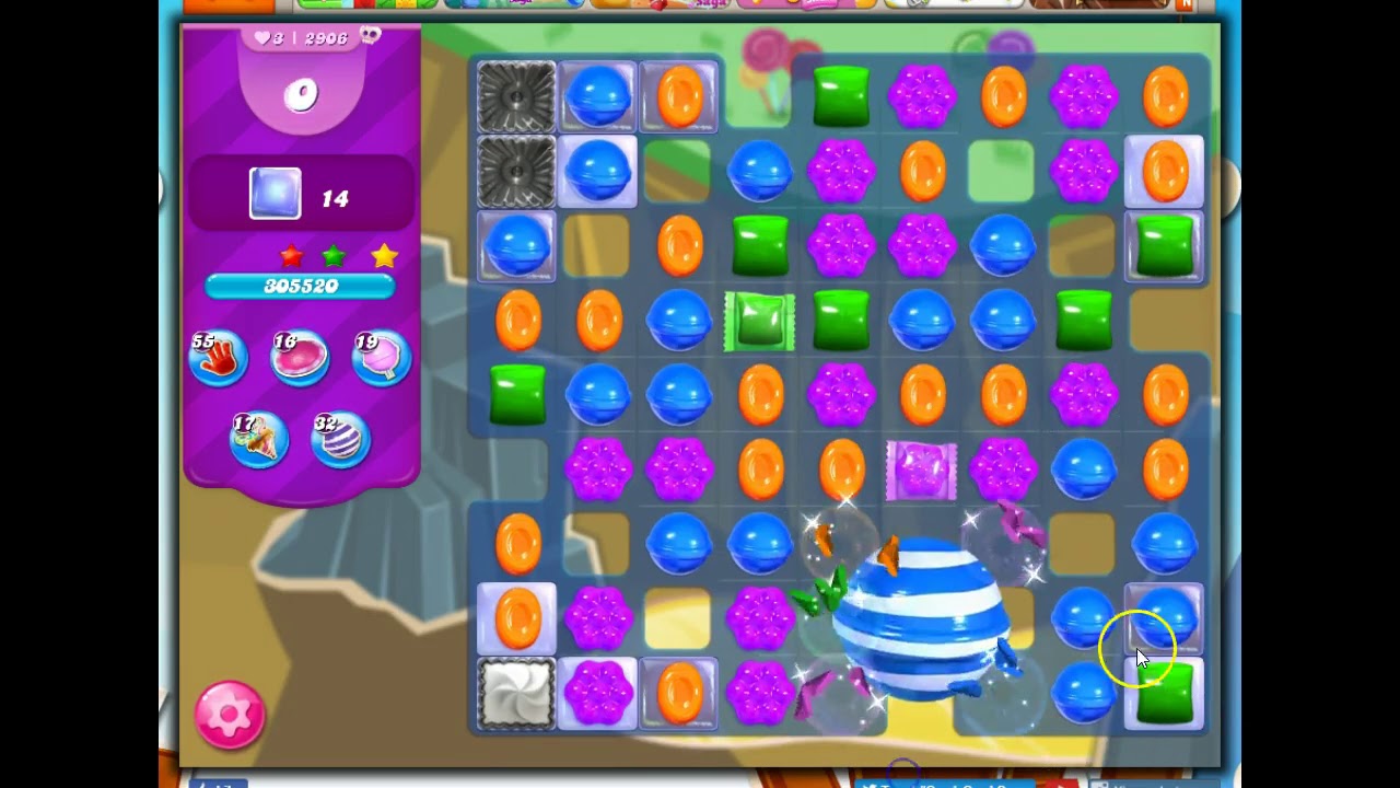 Candy Crush level 2906 Talkthrough, 22 Moves 0 Boosters