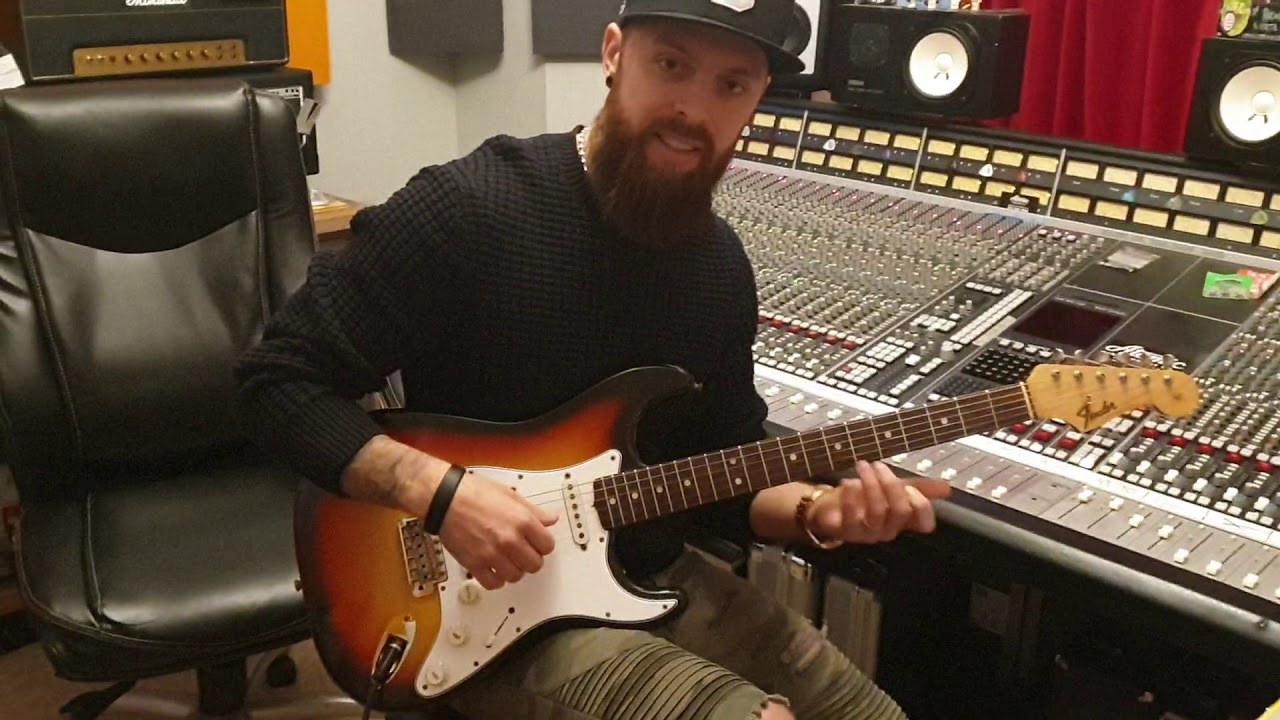 Matt Tuck BFMV Bullet For My Valentine with his 1965 Fender Strat at Essex Recording Studios