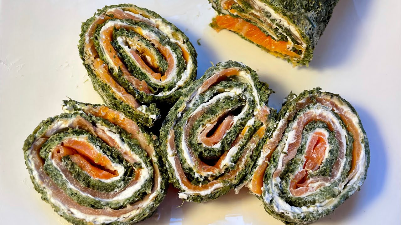 🥬RECETTE RAPIDE ET HEALTHY DE ROULÉ D'ÉPINARDS AU SAUMON FUMÉ 🍣