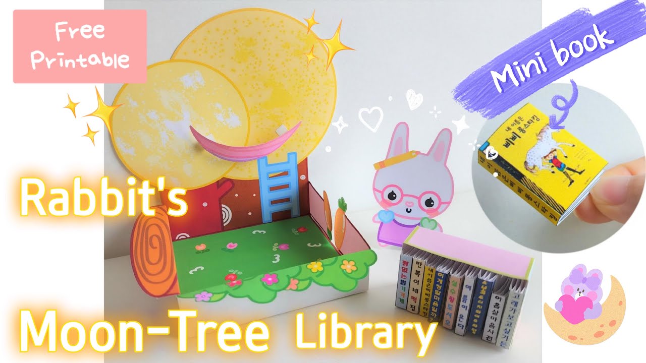 🍏English version🍏Rabbit's Moon-Tree Library🐇Mini book📚Free Printable