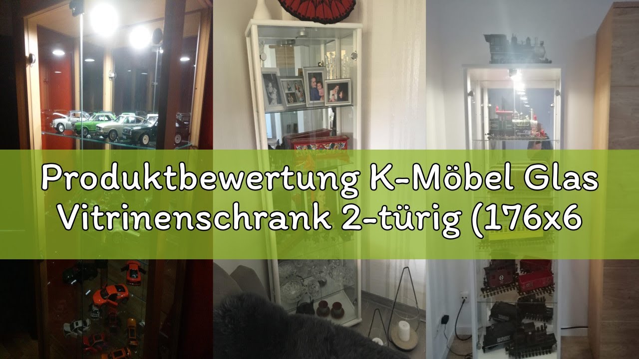 Produktbewertung K-M&ouml;bel Glas Vitrinenschrank 2-t&uuml;rig (176x67x33cm) - Made in Germany - Standvitrine