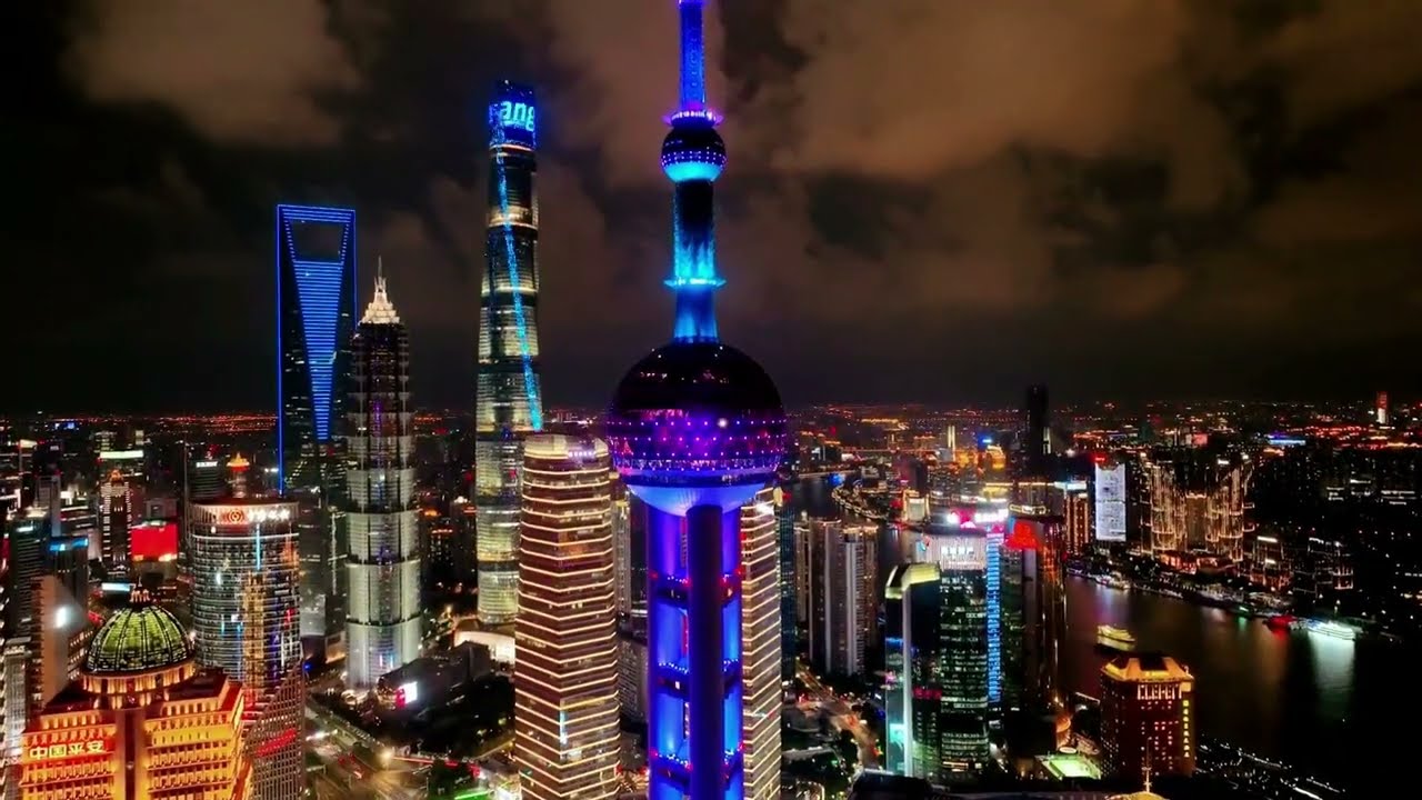 Shanghai Lujiazui night scene aerial photography上海陸家嘴夜景航拍