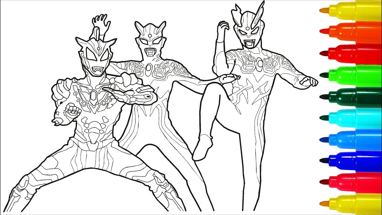 Ultraman Series Zero Bandai Heroes Coloring Pages | Colouring Pages for Kids with Colored Markers