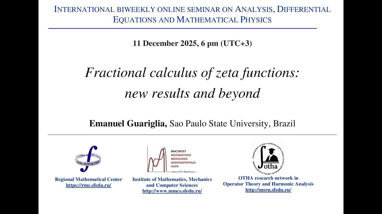Seminar on Analysis, Differential Equations and Mathematical Physics - Emanuel Guariglia