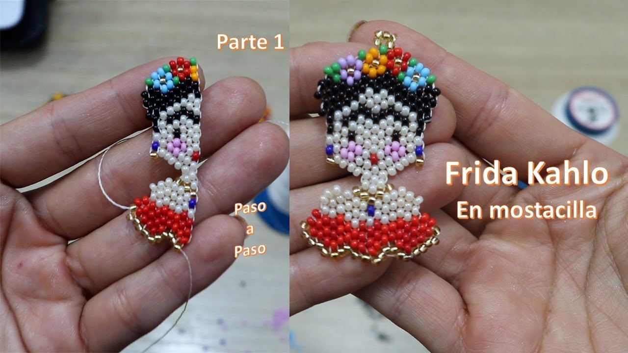 Como tejer una Frida Kahlo en mostacilla parte 1  (paso a paso) Aniara Sanarte