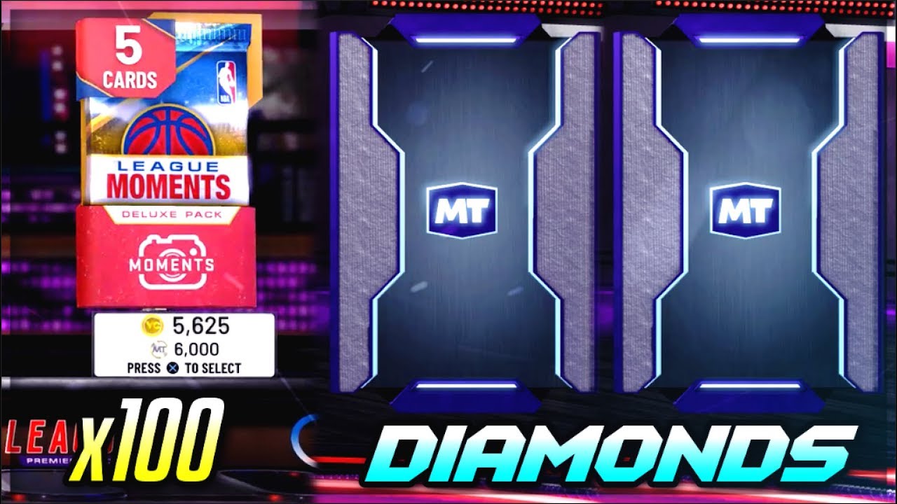 i opened 100 MOMENTS PACKS in nba 2k20 myteam and i got this many diamonds....