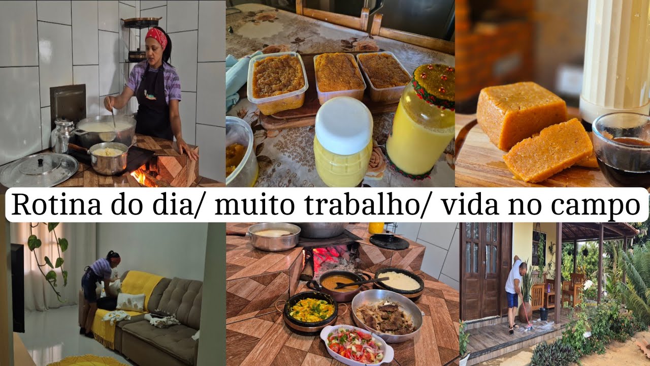 De madrugada ao entardecer/ nosso dia nos trabalhos da roça/requeijão caseiro/ organização e almoço 