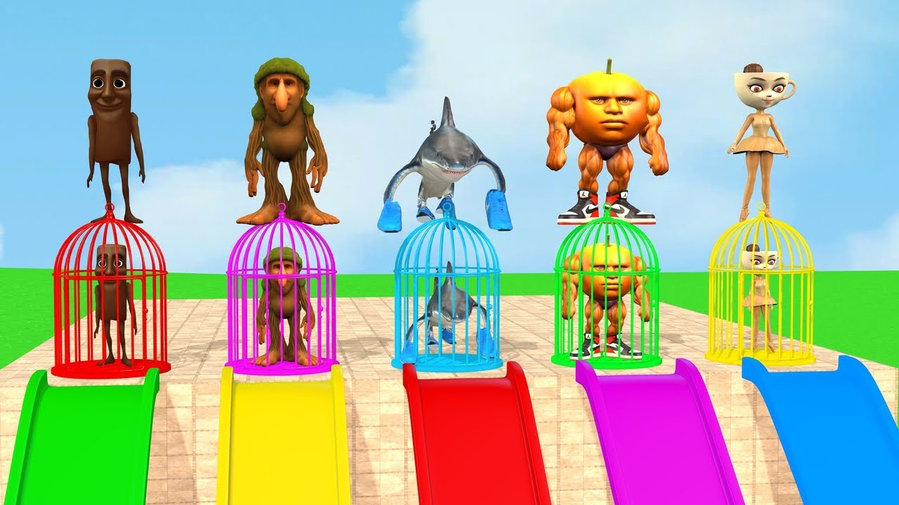 Long Slide Game With Cow Elephant Gorilla Hippopotamus Tiger 3d Animal Game Funny 3d Animals