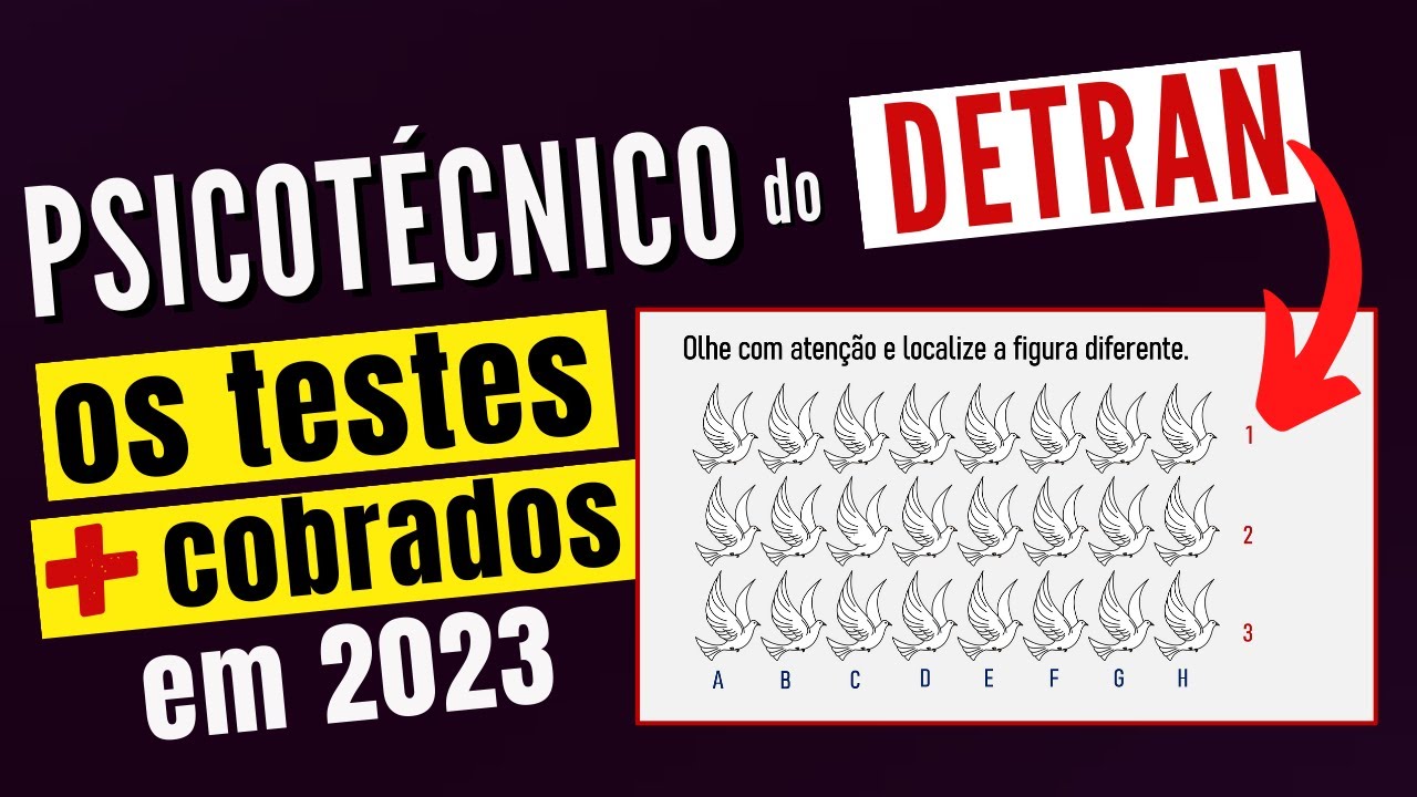 PSICOTECNICO DETRAN 2023 – Testes de atenção - Exames psicológicos - Avaliação Psicológica Detran