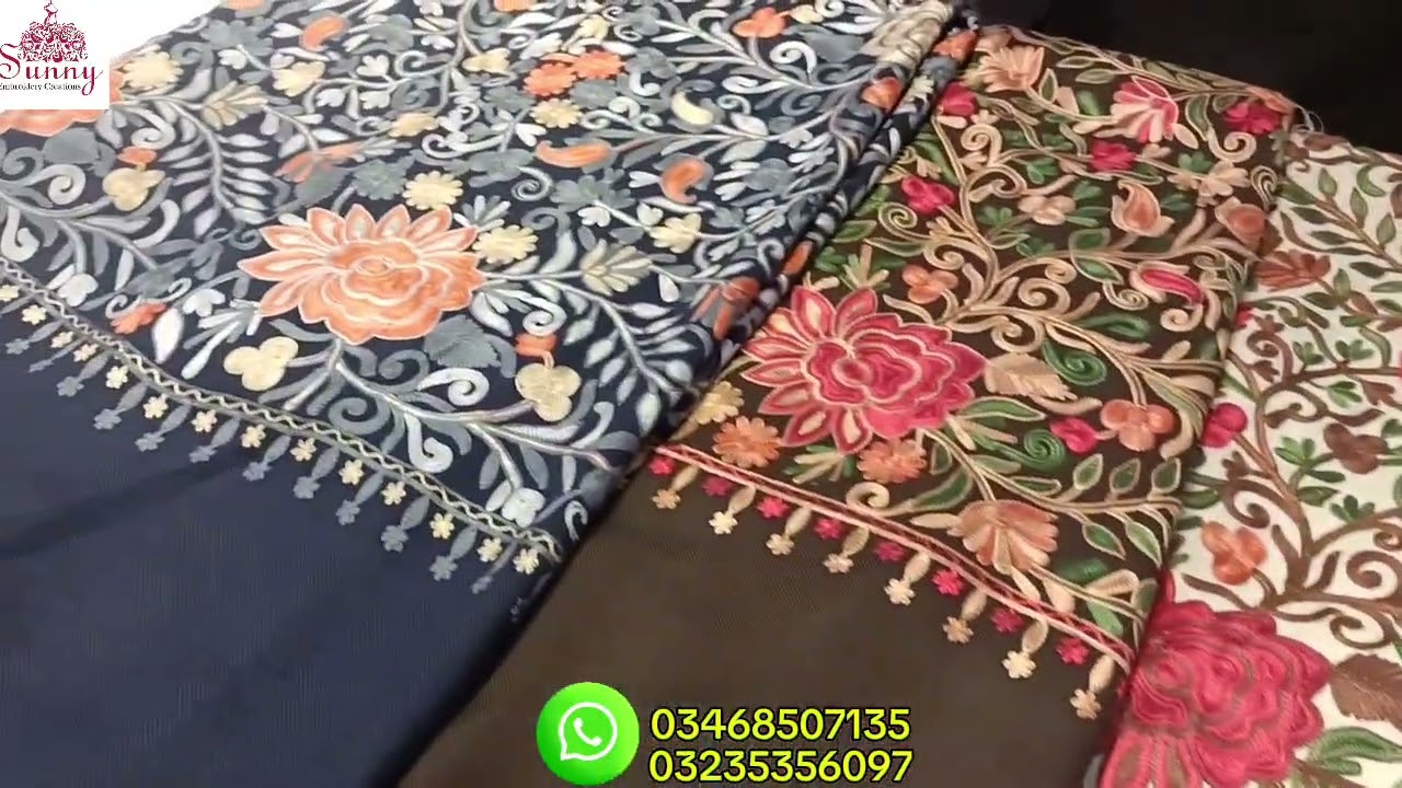 Embroidered Pashmina Big Gulab Shawls fine quality soft pashmina lightweight and warm