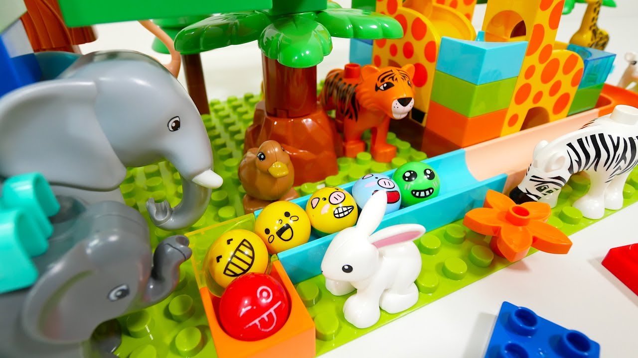 Satisfying Building Block coaster ☆ Marble Run ASMR Elephant, Giraffe and Animals Course